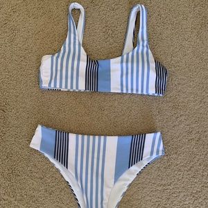 Blue and White Bikini Set